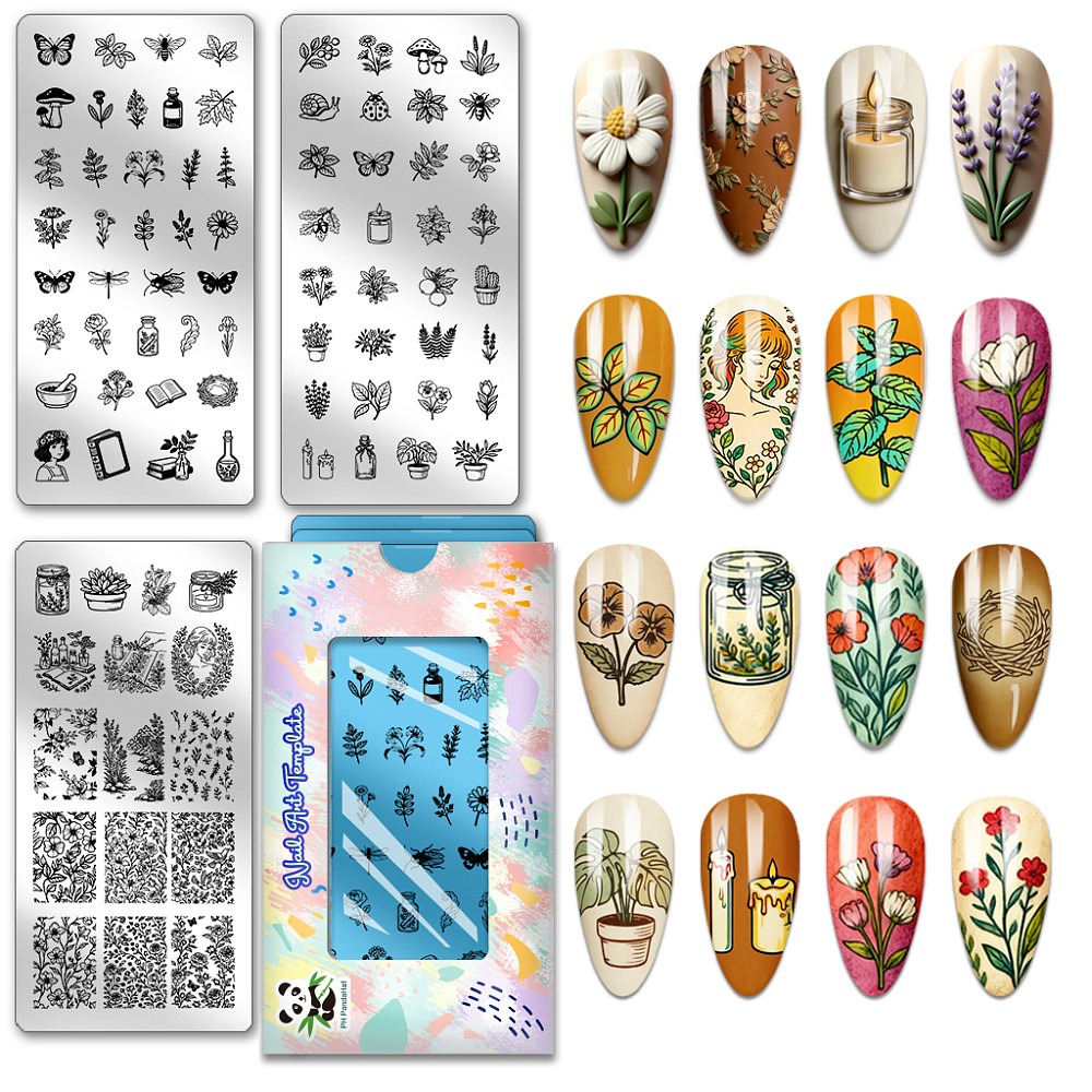 Nail Art Inspo - 3 pièces Plaques de stamping pour