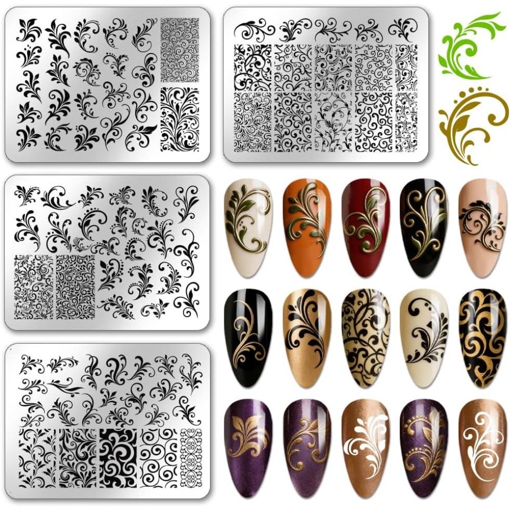 Nail Art Inspo - 4 plaques de stamping pour ongles