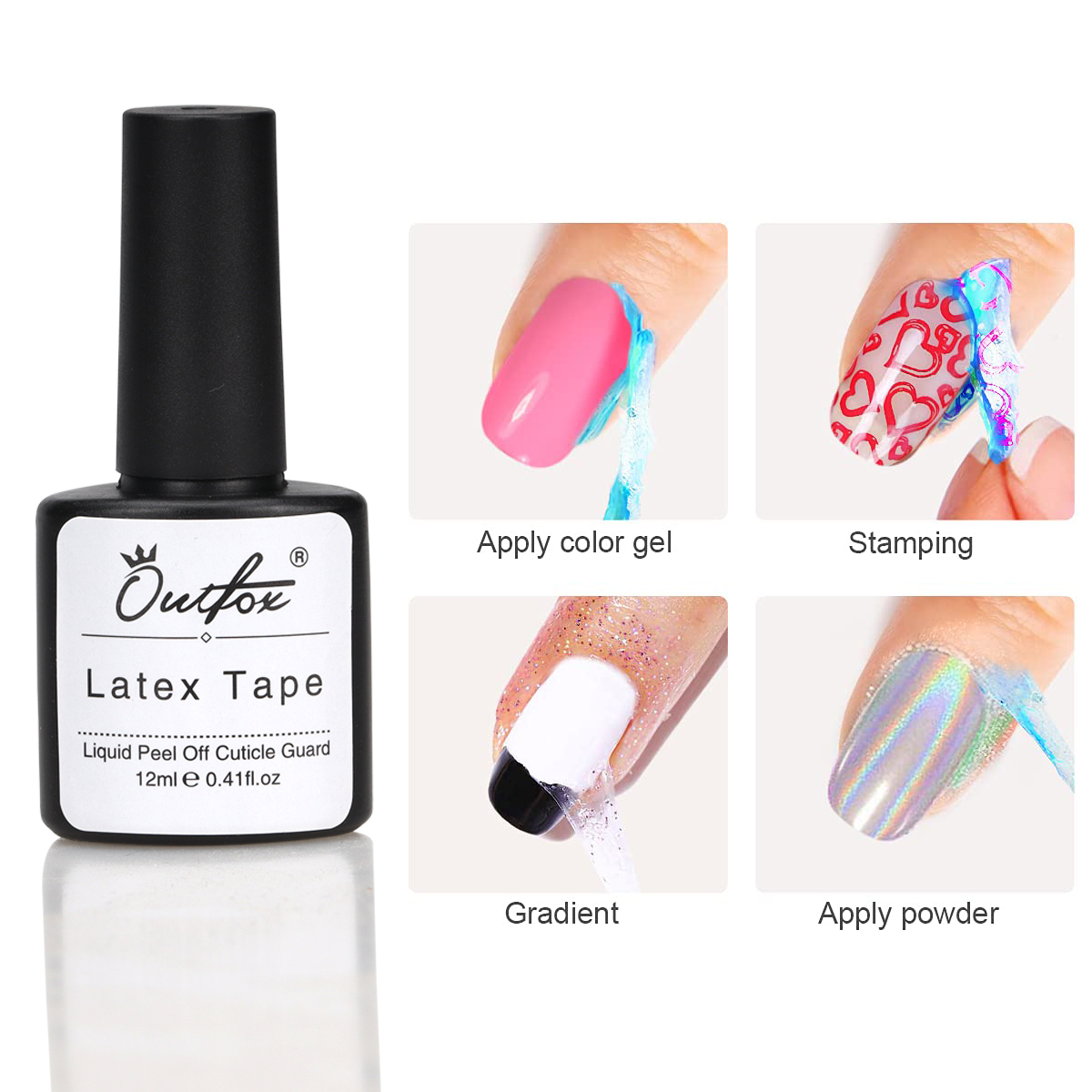Peel Off Base Coat - 12ML Liquide peel-off pour ongles, Colle