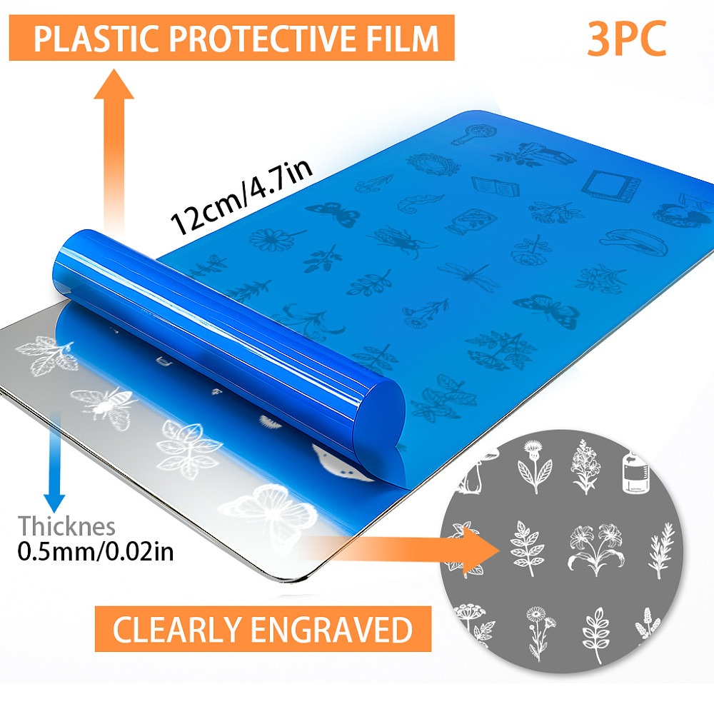 3 pièces Plaques de stamping p - Nail Art Inspo avis et prix
